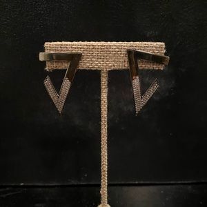 Silver Triangle Post Earrings with Pave Crystals